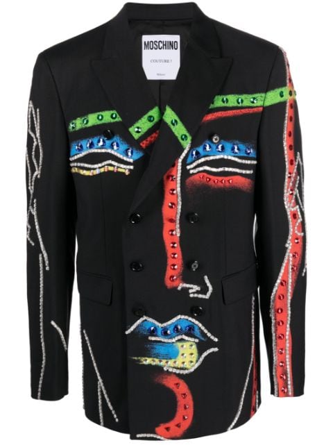 Moschino crystal-embellished double-breasted blazer