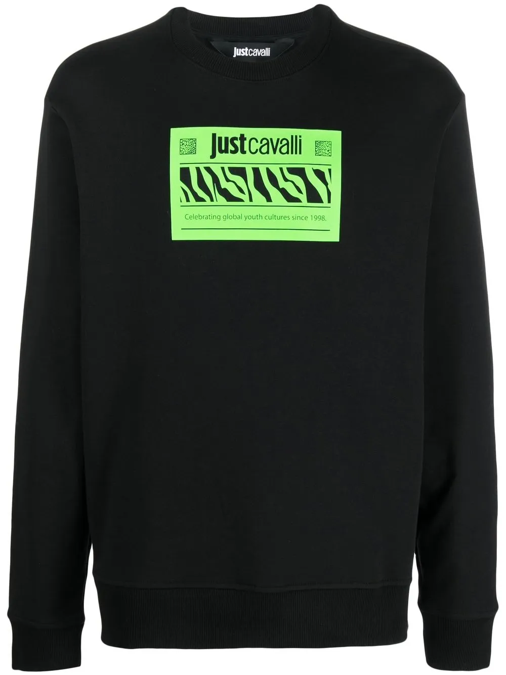 Just Cavalli Logo-print Crew Neck Sweater In Black