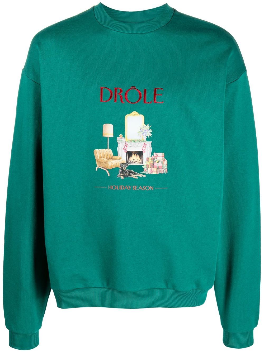 Drôle De Monsieur Logo-embroidered Sweatshirt In Green
