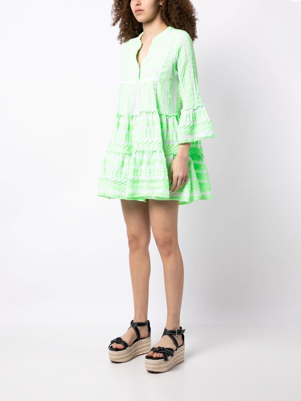 Shop Devotion Ella Bell-sleeve Dress In Green