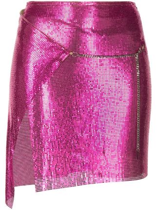 Pink metallic outlet wrap skirt