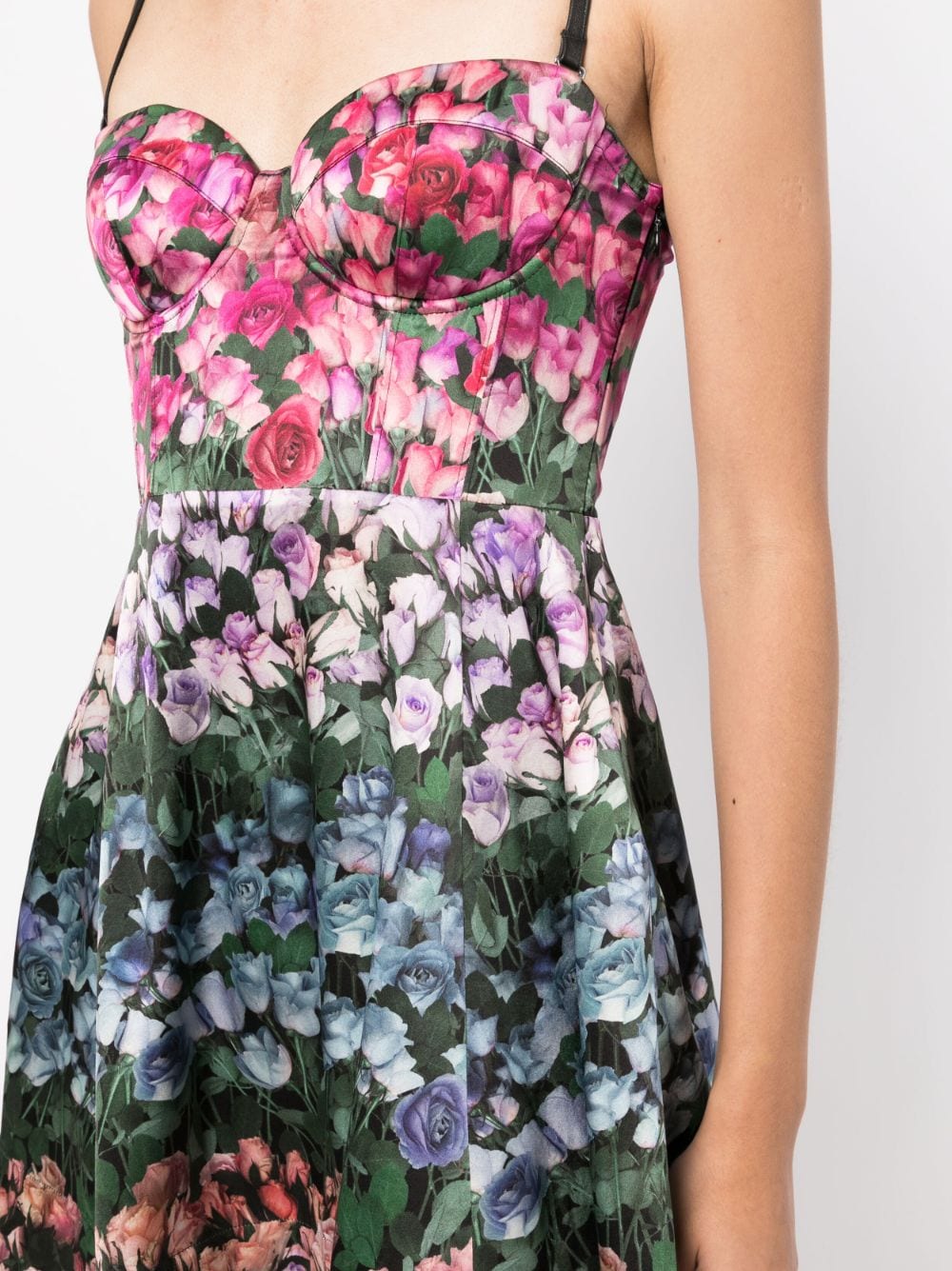 Shop Fleur Du Mal Floral-print Satin Mini Dress In Multicolour