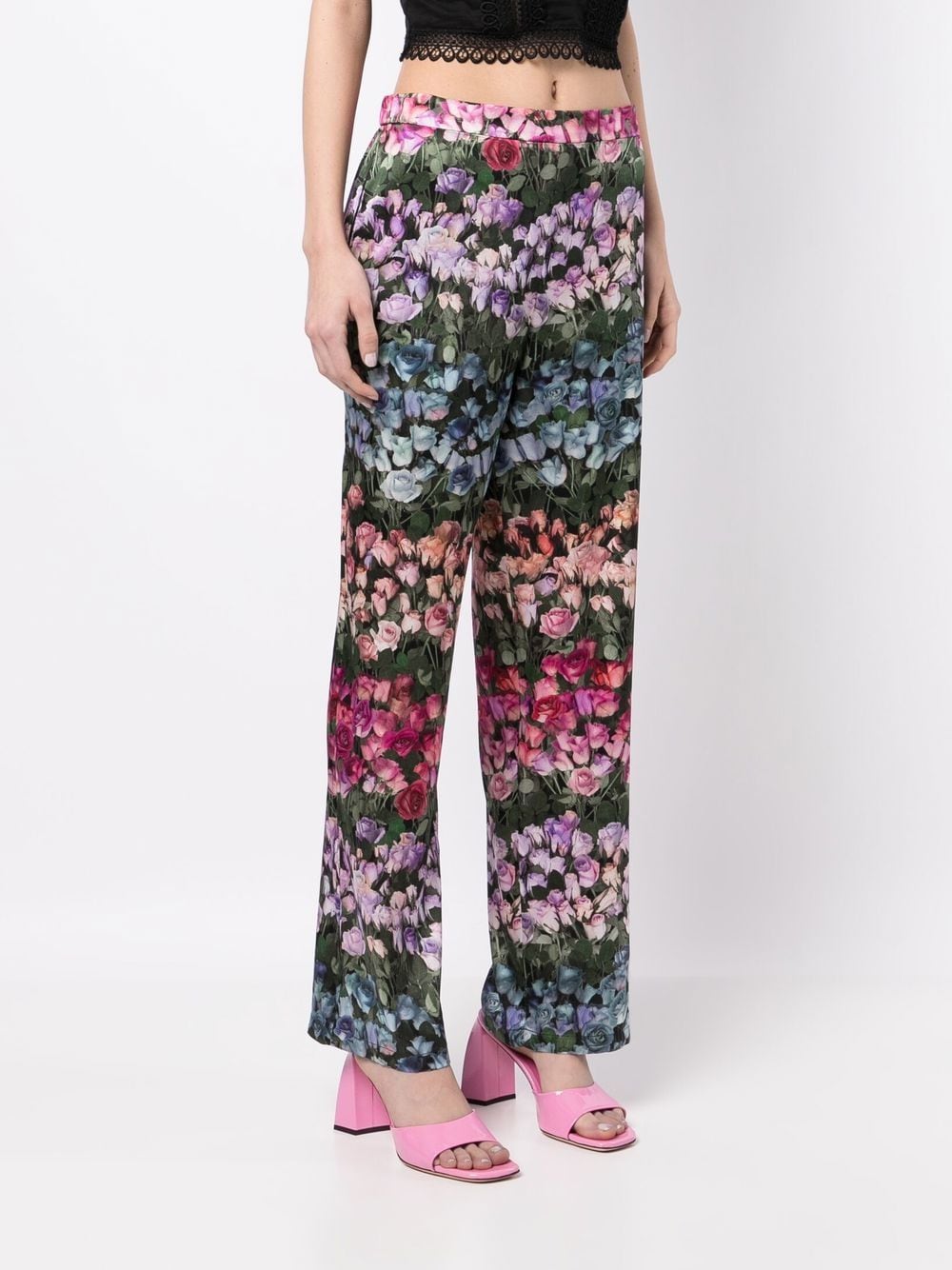 Shop Fleur Du Mal All-over Rose-print Trousers In Multicolour