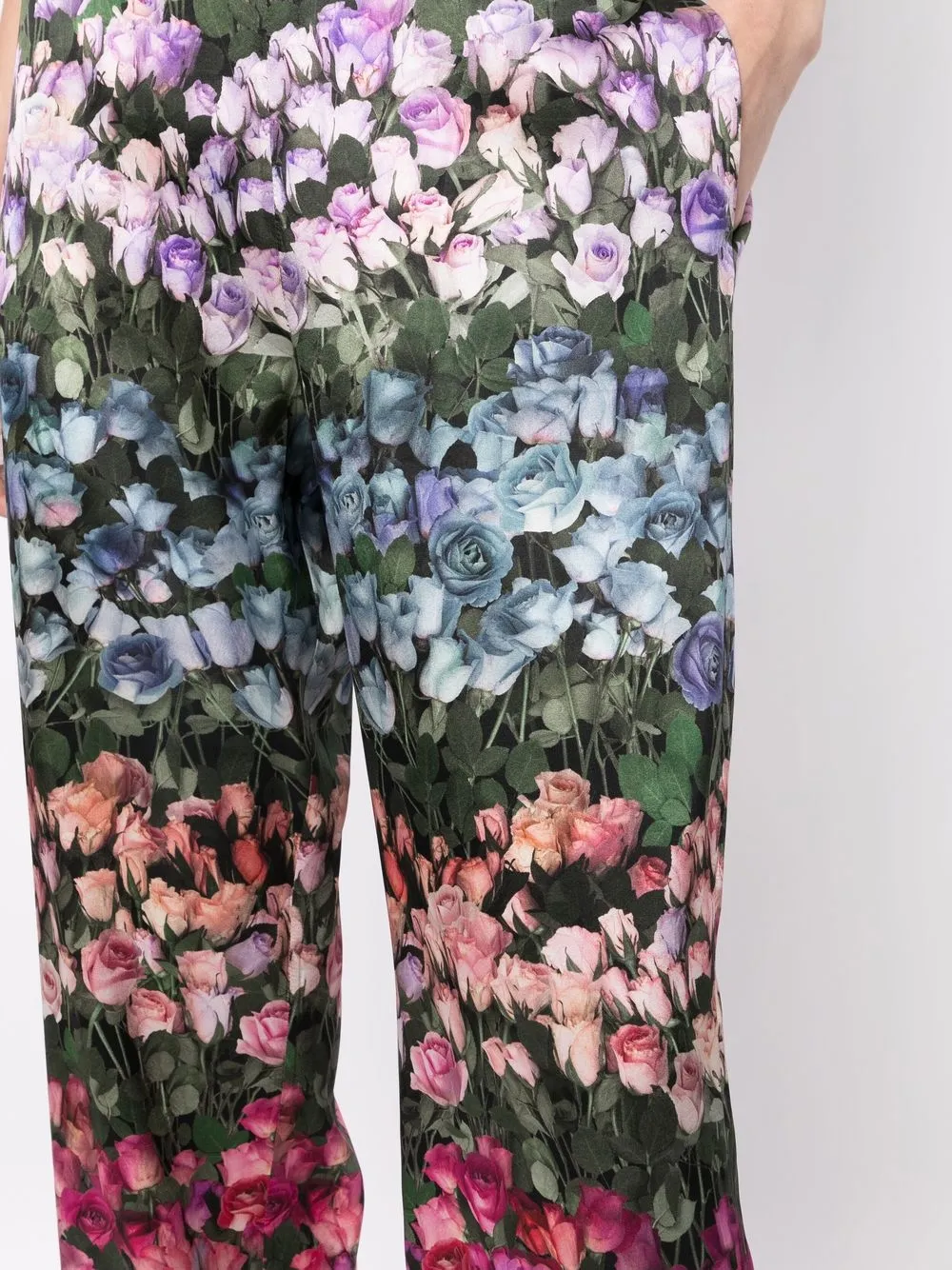 Shop Fleur Du Mal All-over Rose-print Trousers In Multicolour