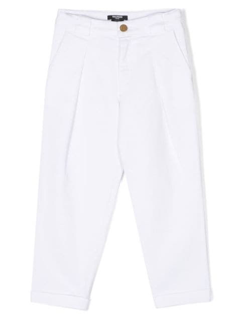 Balmain Kids pleat-detail straight-leg trousers