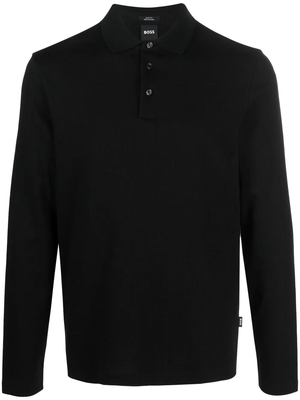 BOSS Pleins long-sleeve polo shirt - Black