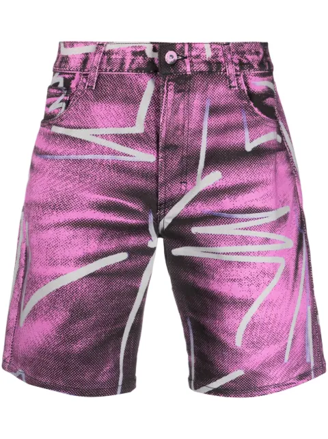 Moschino Shadows & squiggles denim shorts