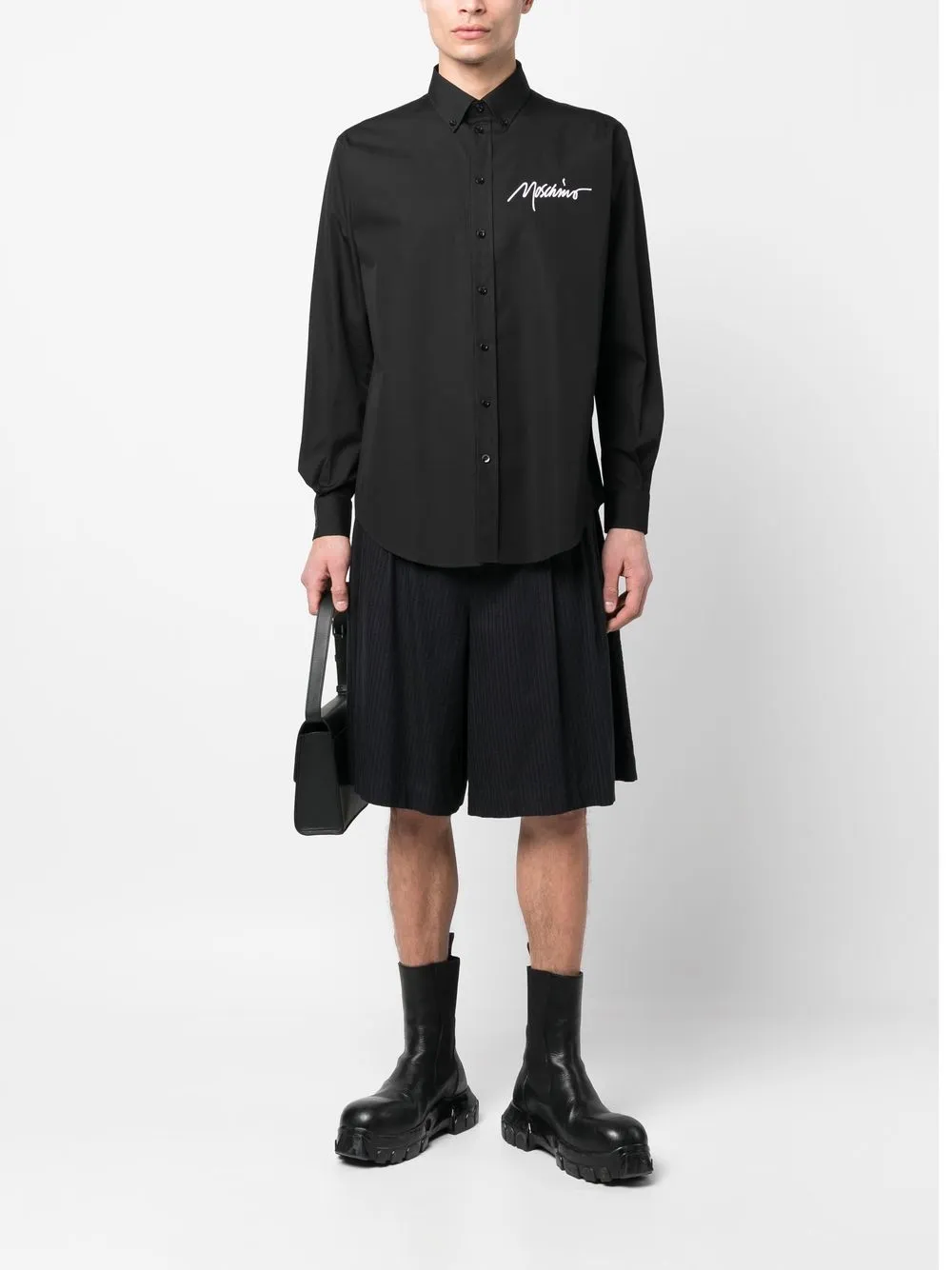 Moschino Overhemd met geborduurd logo - Zwart