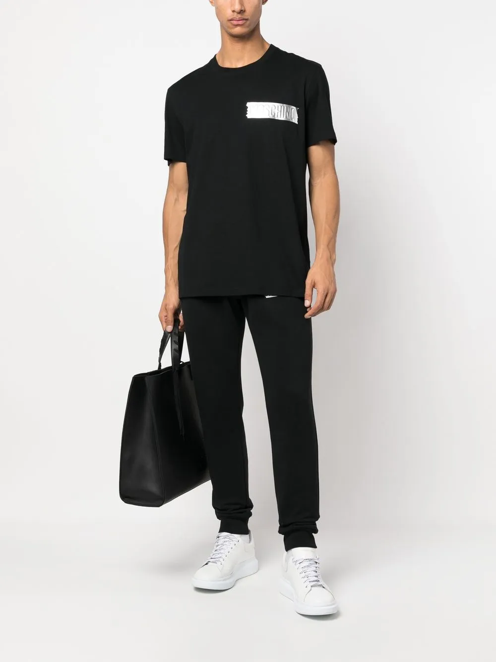 Moschino T-shirt met logopatch - Zwart