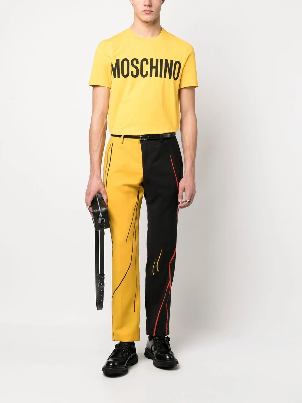Moschino Broek met colourblocking - Geel