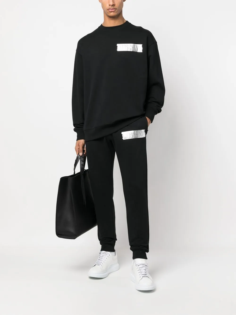 Moschino Sweater met logopatch - Zwart
