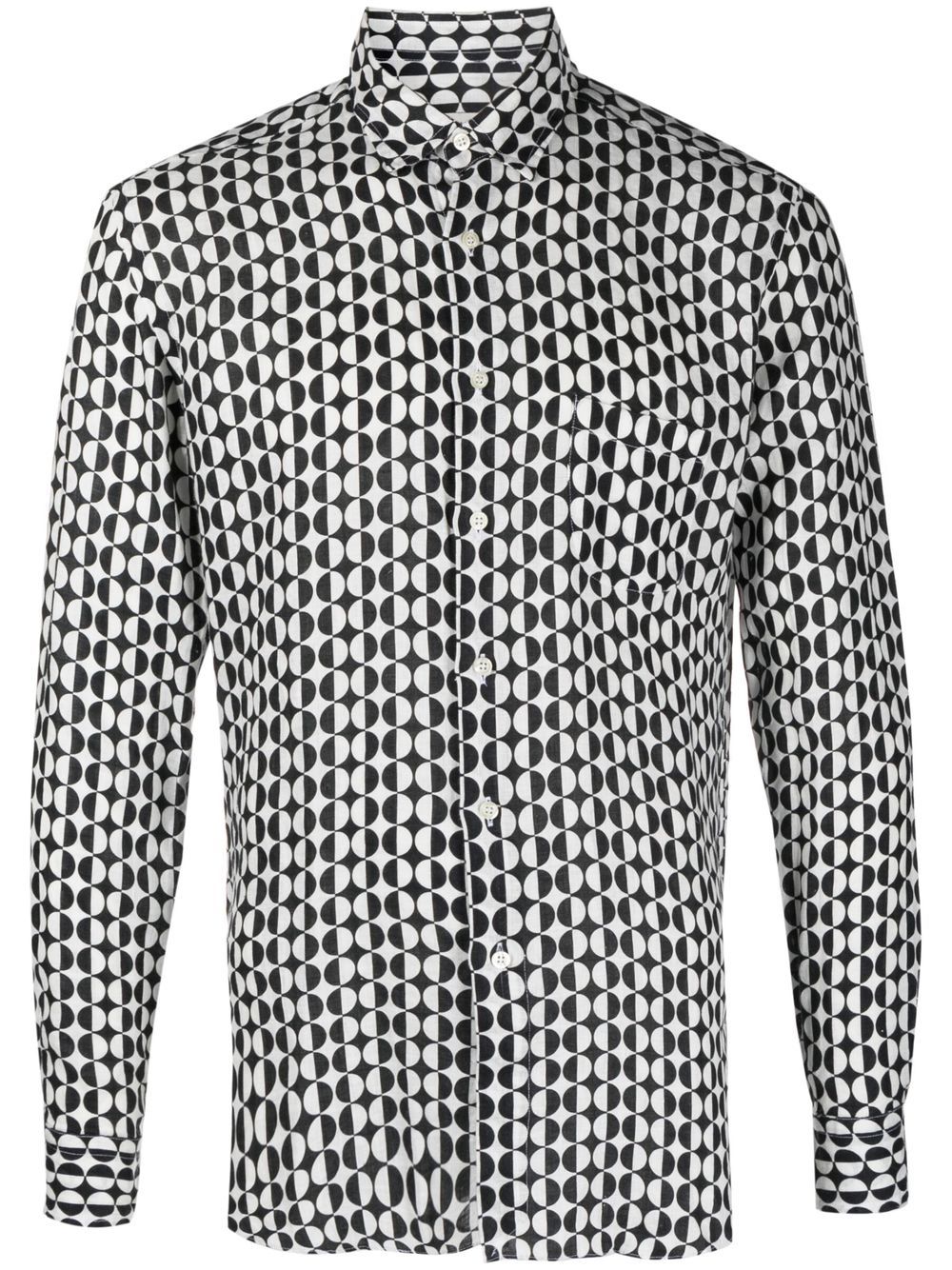 Peninsula Swimwear Geometric-print Long-sleeve Shirt In Black