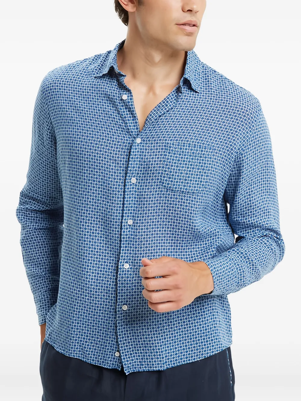 PENINSULA SWIMWEAR patterned pocketed shirt | Blue | Image 1