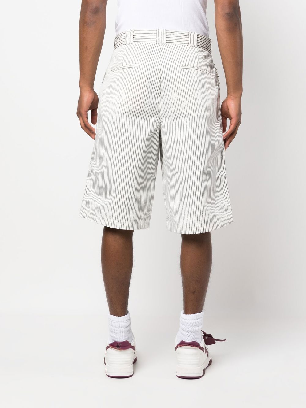 Shop Heron Preston Striped Canvas Shorts In White