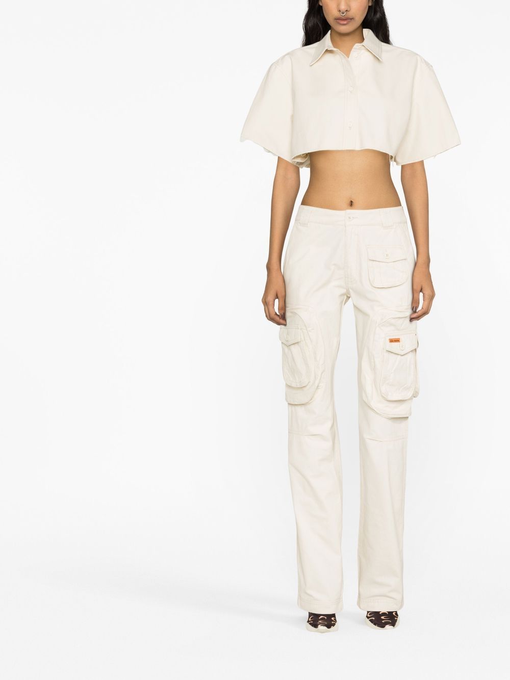 Shop Heron Preston Ex-ray Canvas Cropped Shirt In White