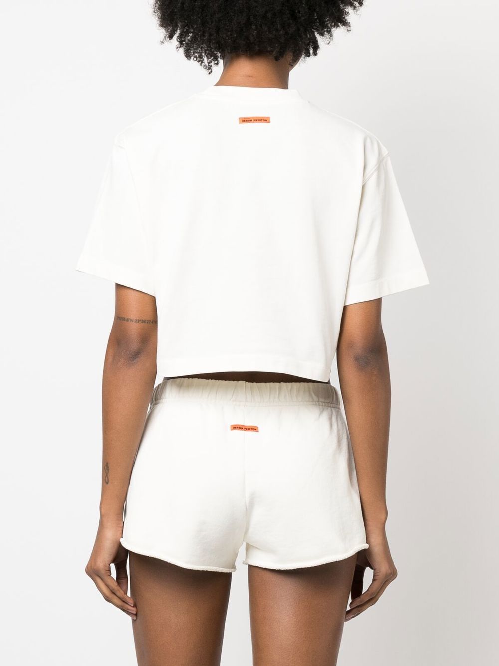 Shop Heron Preston Embroidered-logo Cropped T-shirt In White