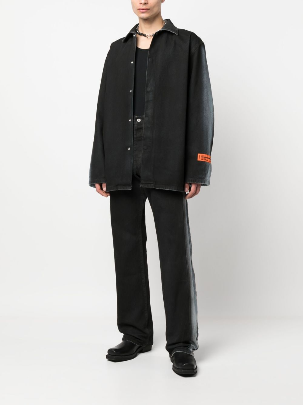 Shop Heron Preston Faded-effect Denim Shirt Jacket In Black