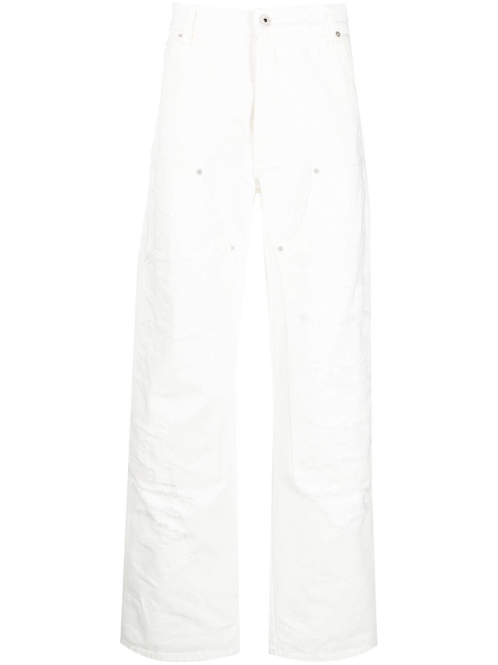 Heron Preston Distressed Carpenter Jeans In White