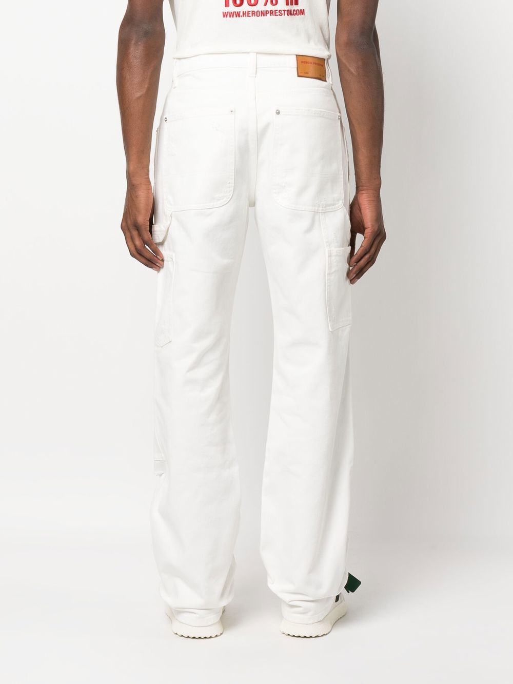 Shop Heron Preston Distressed Carpenter Jeans In White