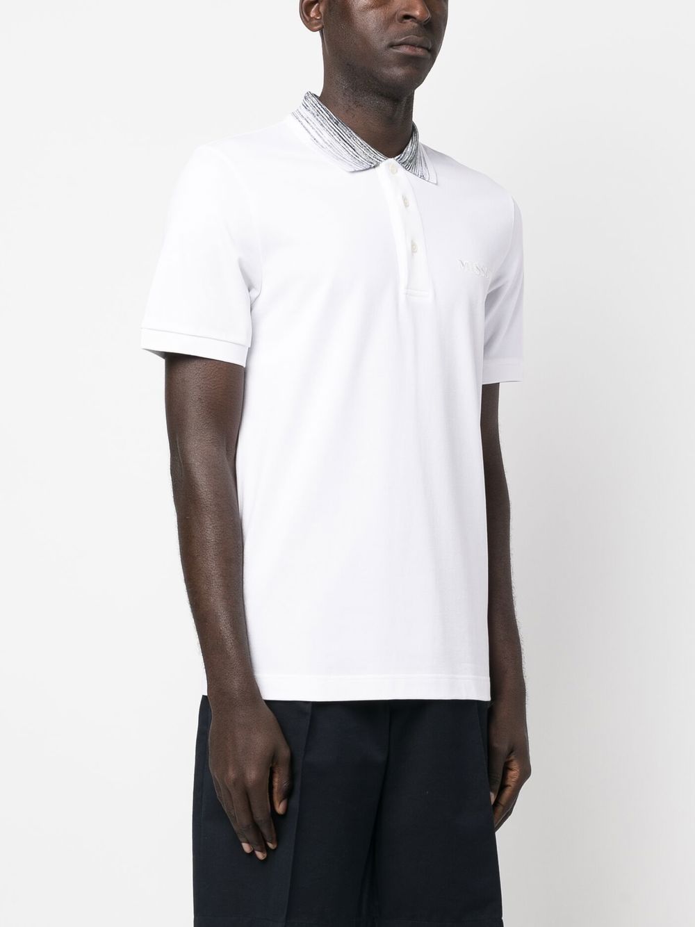 Shop Missoni Zig-zag Collar Polo Shirt In 白色