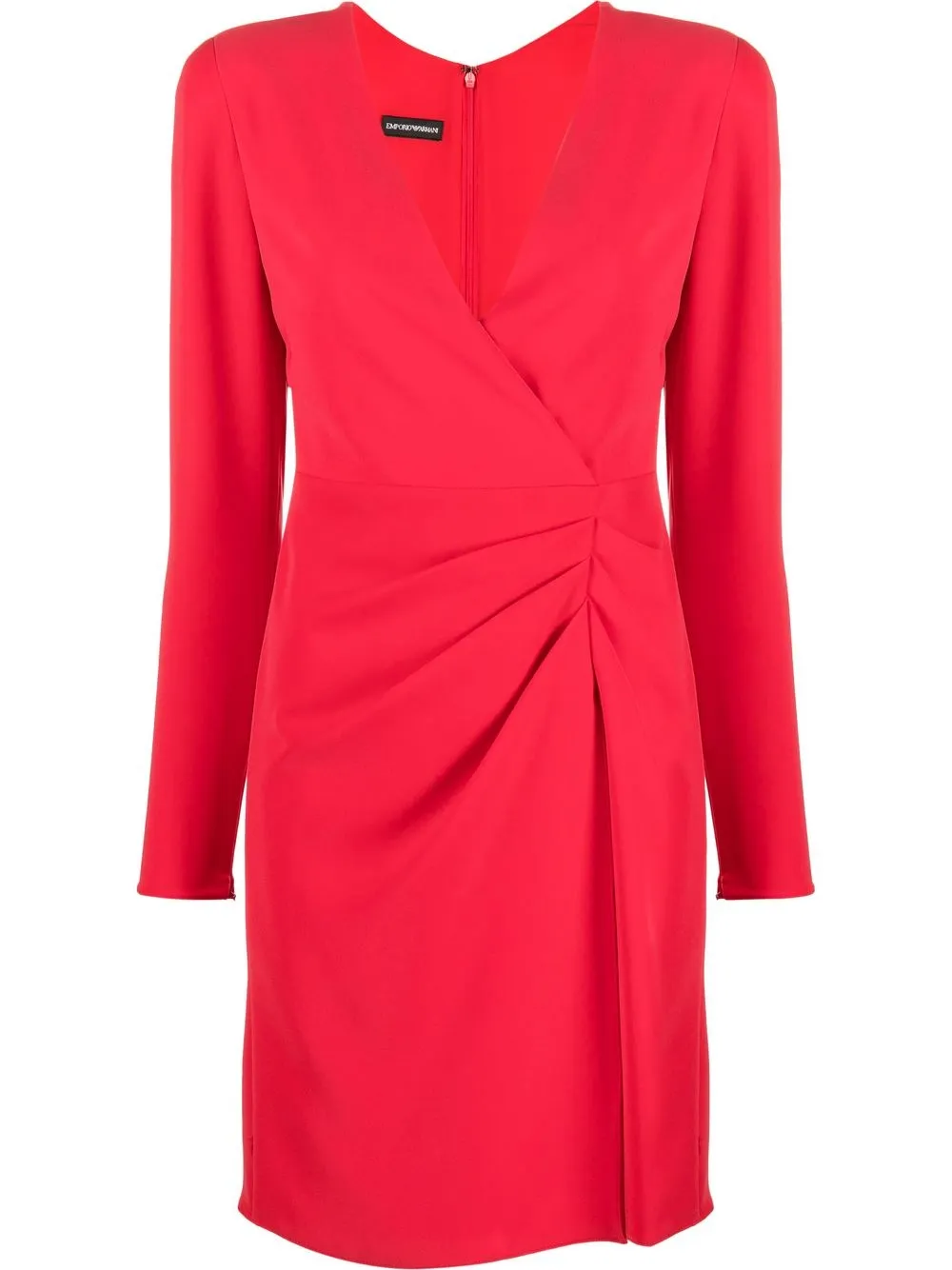 

Emporio Armani vestido drapeado con cuello en V - Rojo