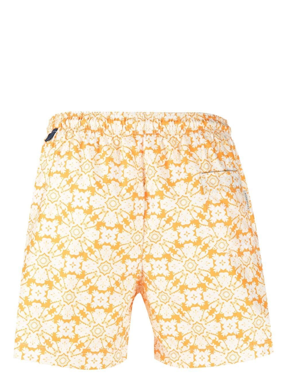 Shop Peninsula Swimwear Geometric-print Swim Shorts In Orange