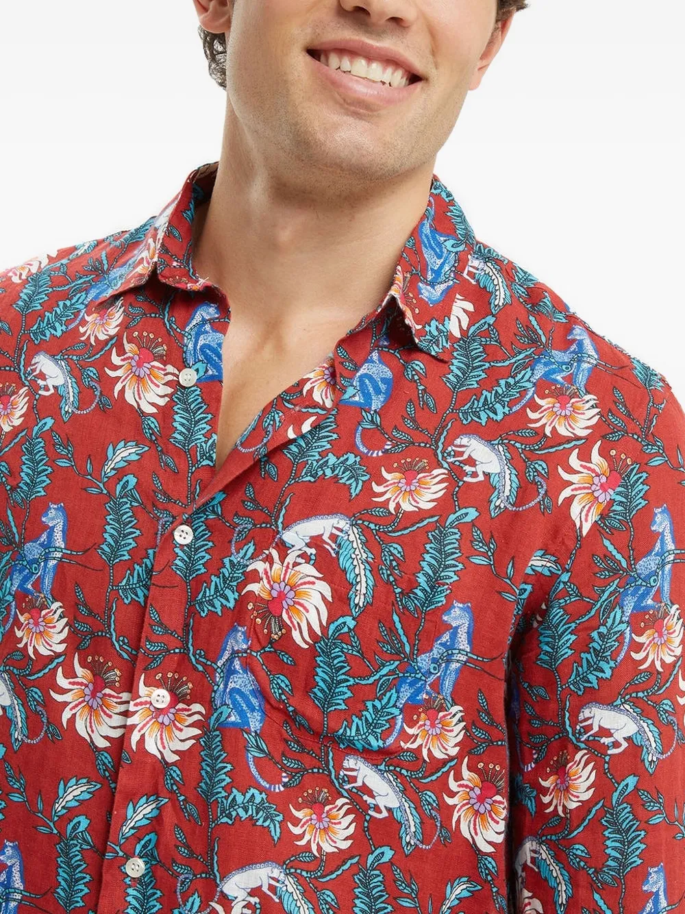 PENINSULA SWIMWEAR Overhemd met bloemenprint Rood