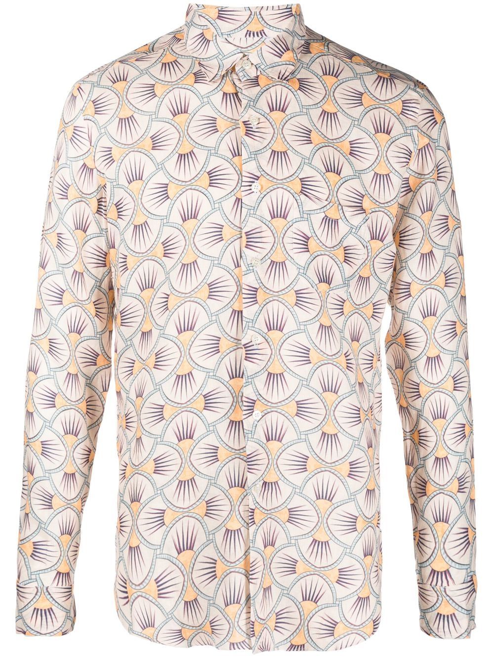 Peninsula Swimwear Geometric-print Long-sleeve Shirt In Neutrals