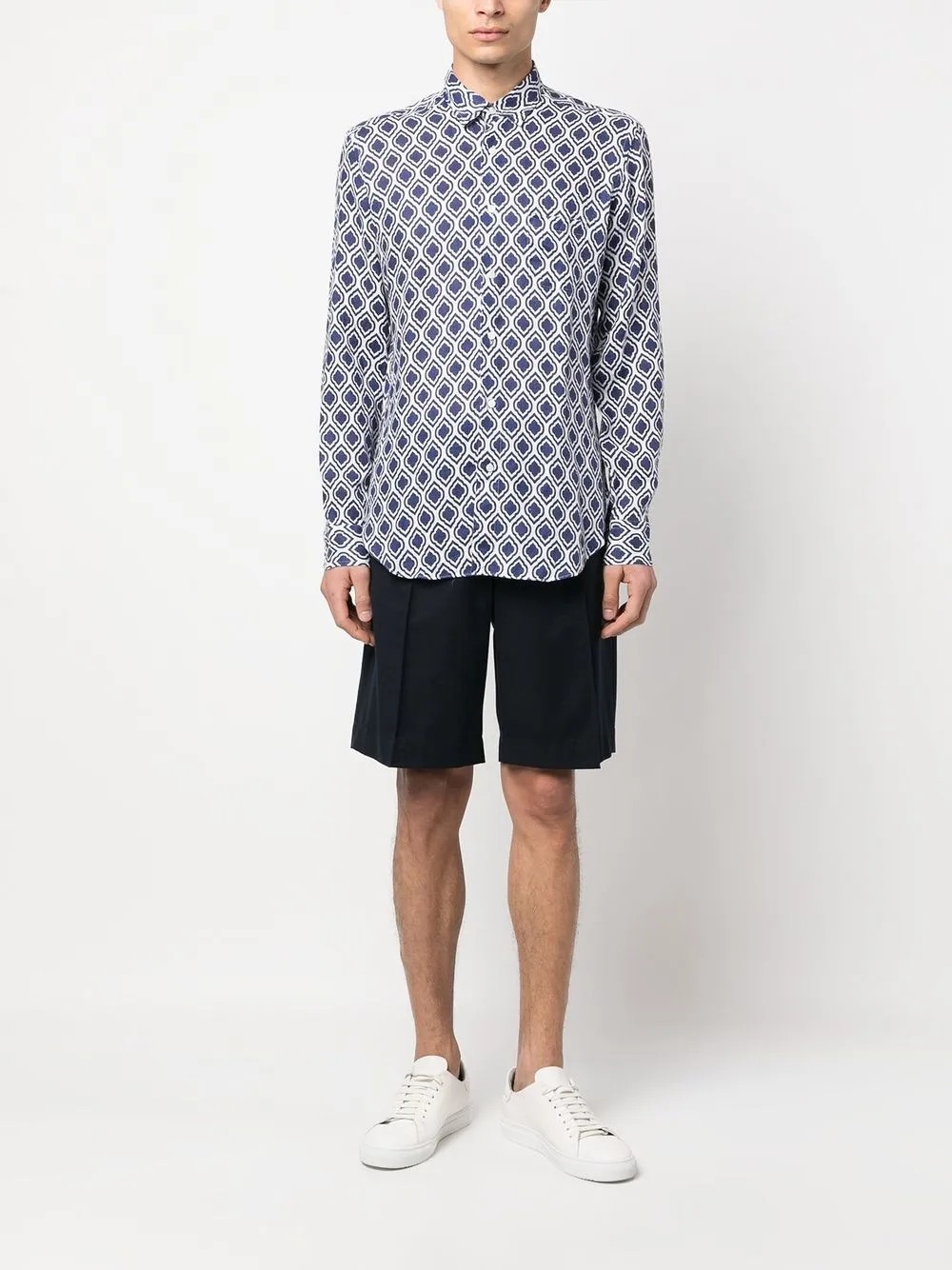 Shop Peninsula Swimwear All-over Graphic-print Shirt In Blue