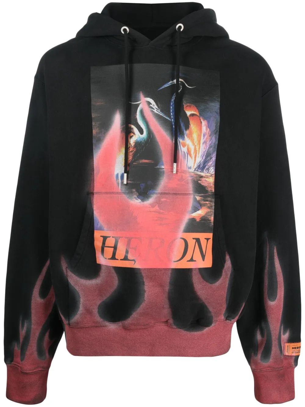 Heron Preston flame-print Cotton Hoodie - Farfetch