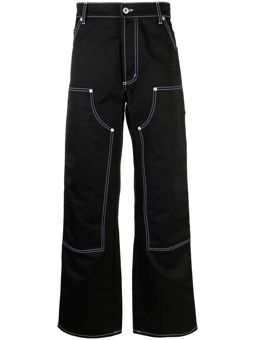 Shop Heron Preston Contrast-stitching Wide-leg Trousers In Black