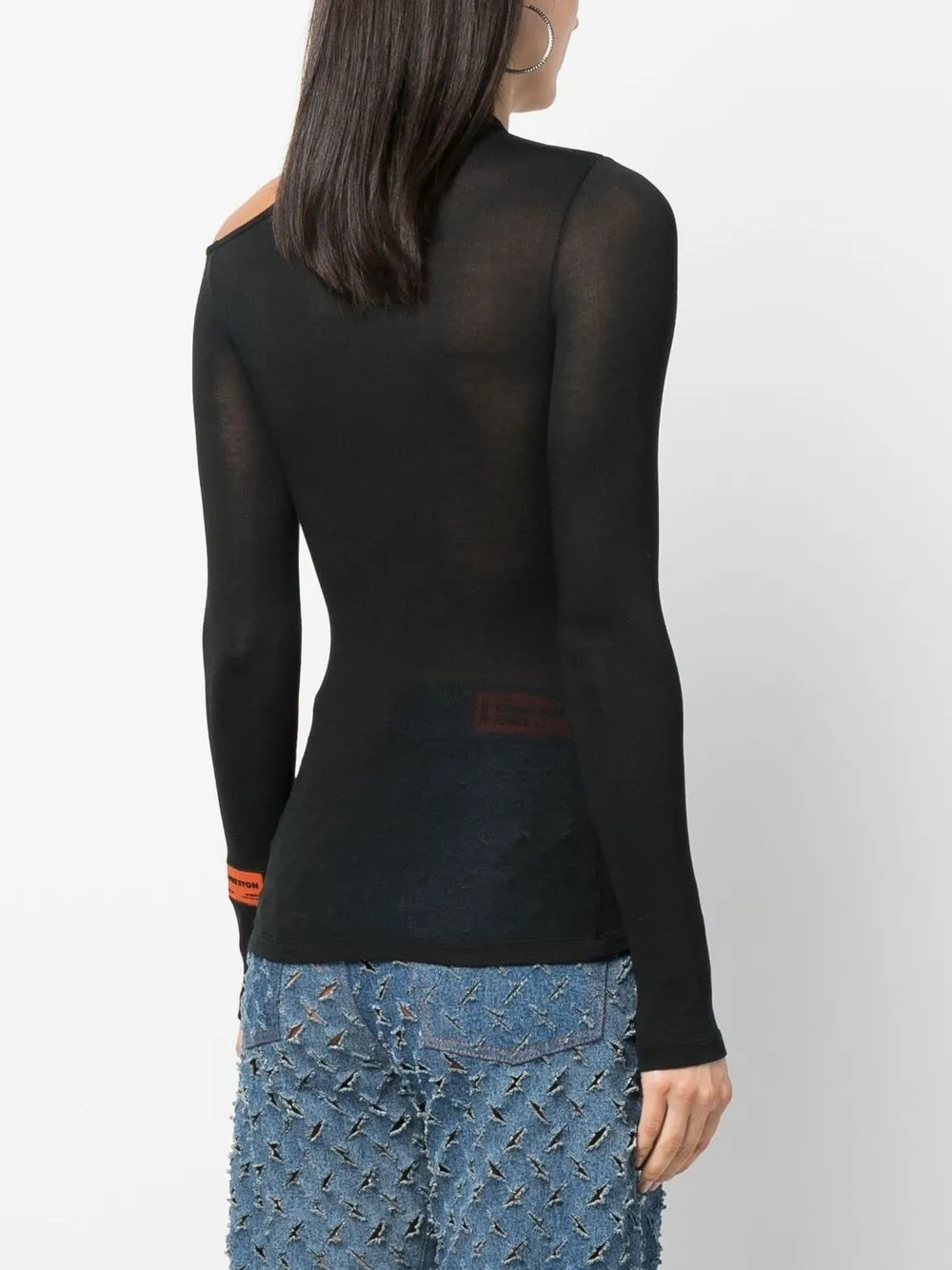 Heron Preston Cut-out Shoulder Long-sleeve T-shirt In Black