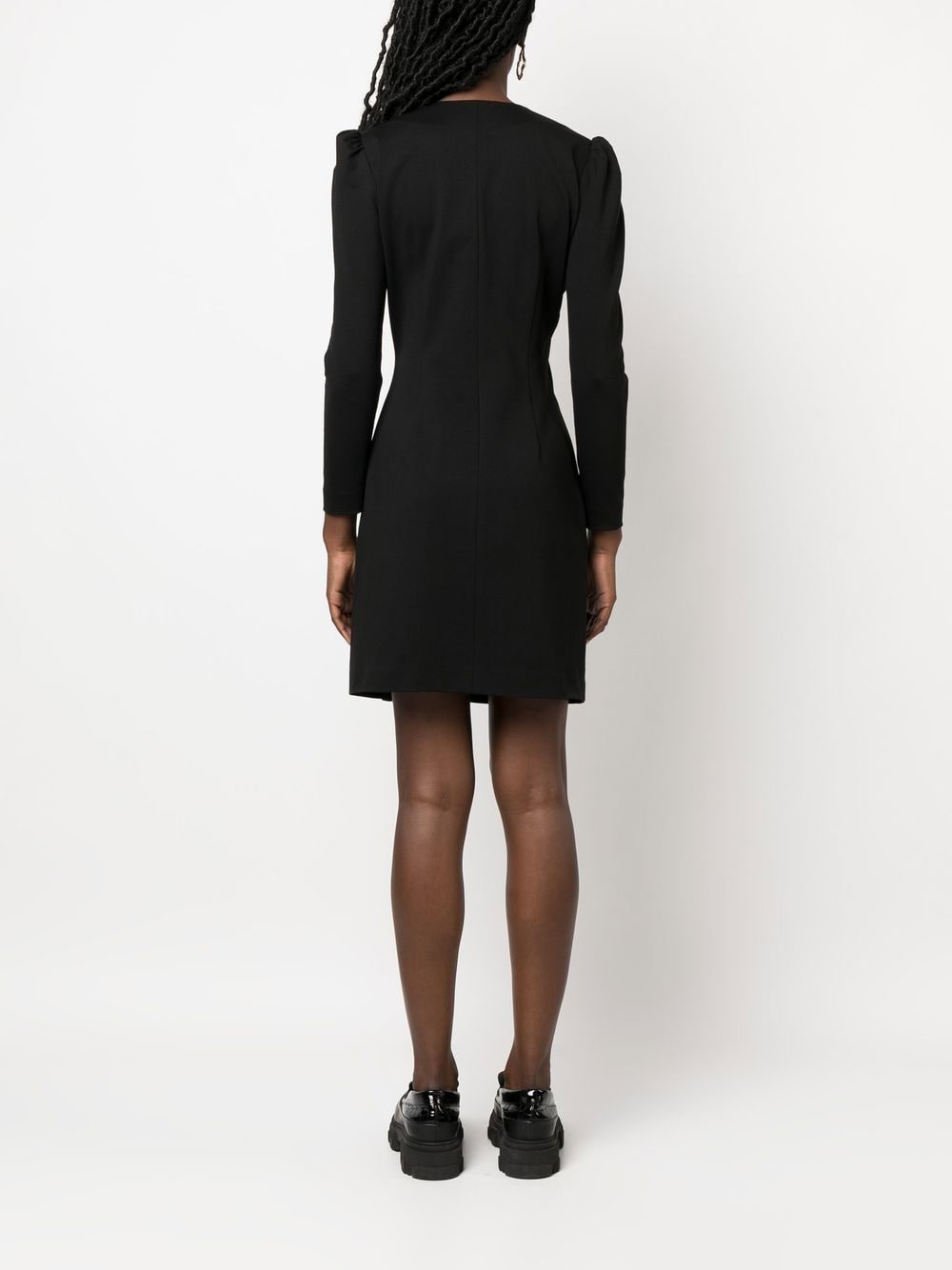 Shop Twinset Long-sleeved Wrap Dress In Black