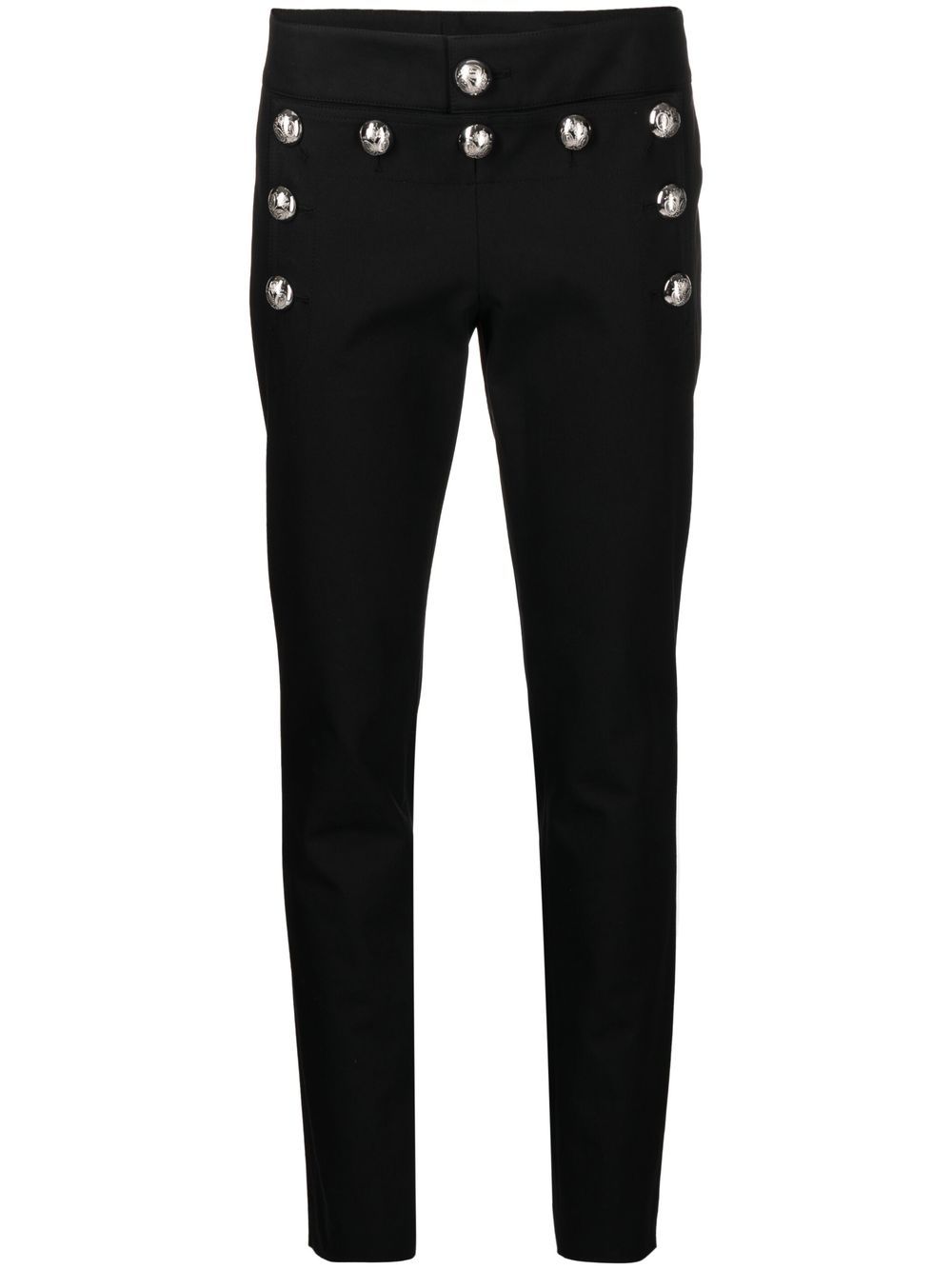 Gucci Button-detail Slim-fit Trousers In Schwarz