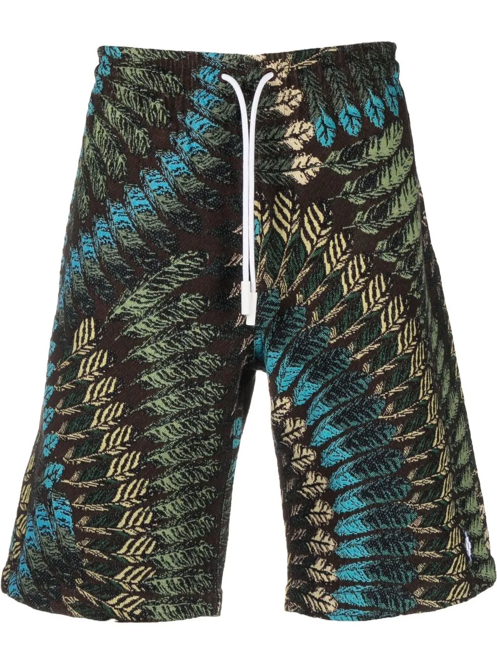 Marcelo Burlon County Of Milan Feather-print Straight-leg Shorts In Braun