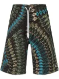 Marcelo Burlon County of Milan feather-print straight-leg shorts - Brown