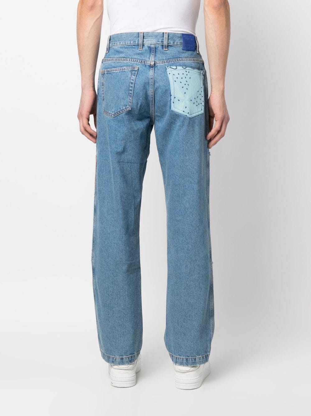 Shop Marcelo Burlon County Of Milan Patchwork-detailing Straight-leg Jeans In Blue
