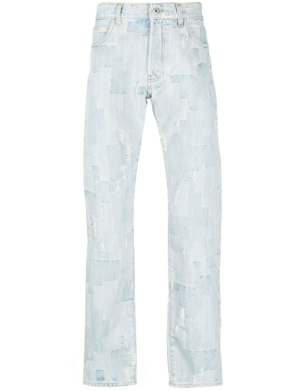 Shop Marcelo Burlon County Of Milan Patchwork-design Ripped-detail Jeans In Blue