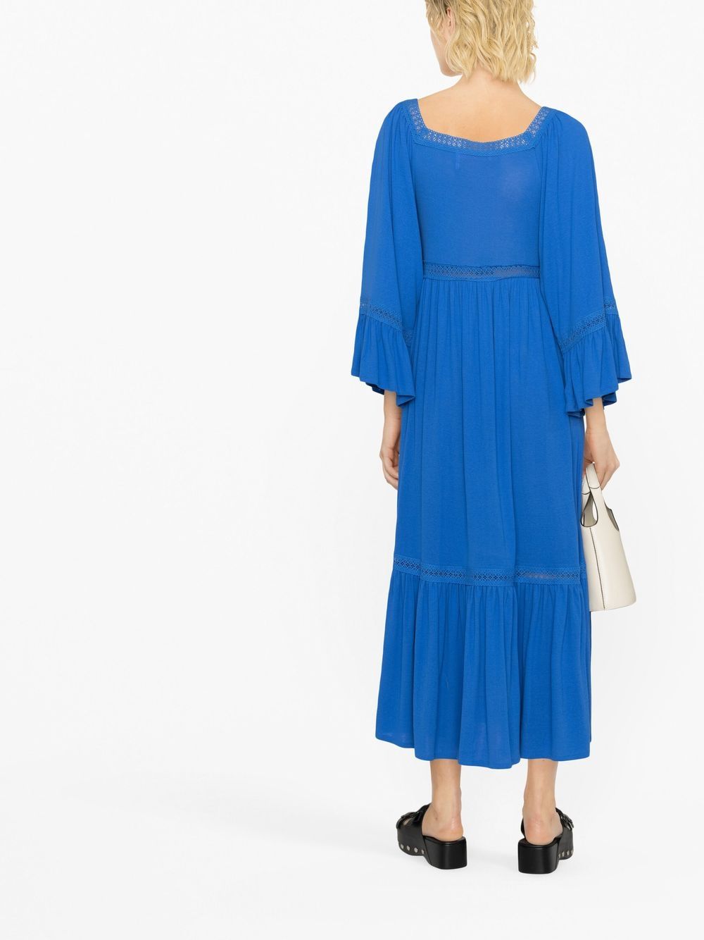 Shop See By Chloé Square-neck Midi Dress In Blue