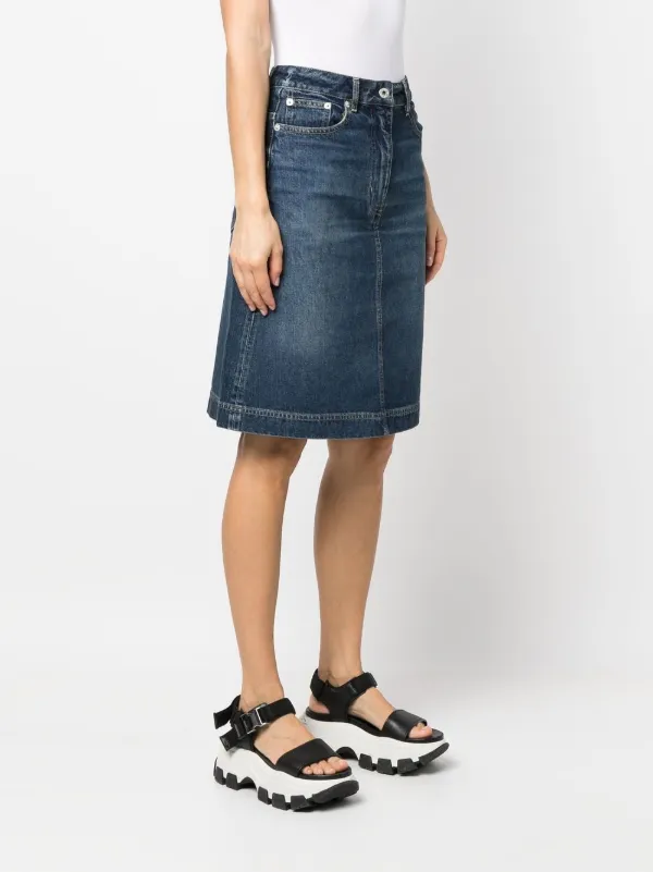 Knee length jean skirt sale