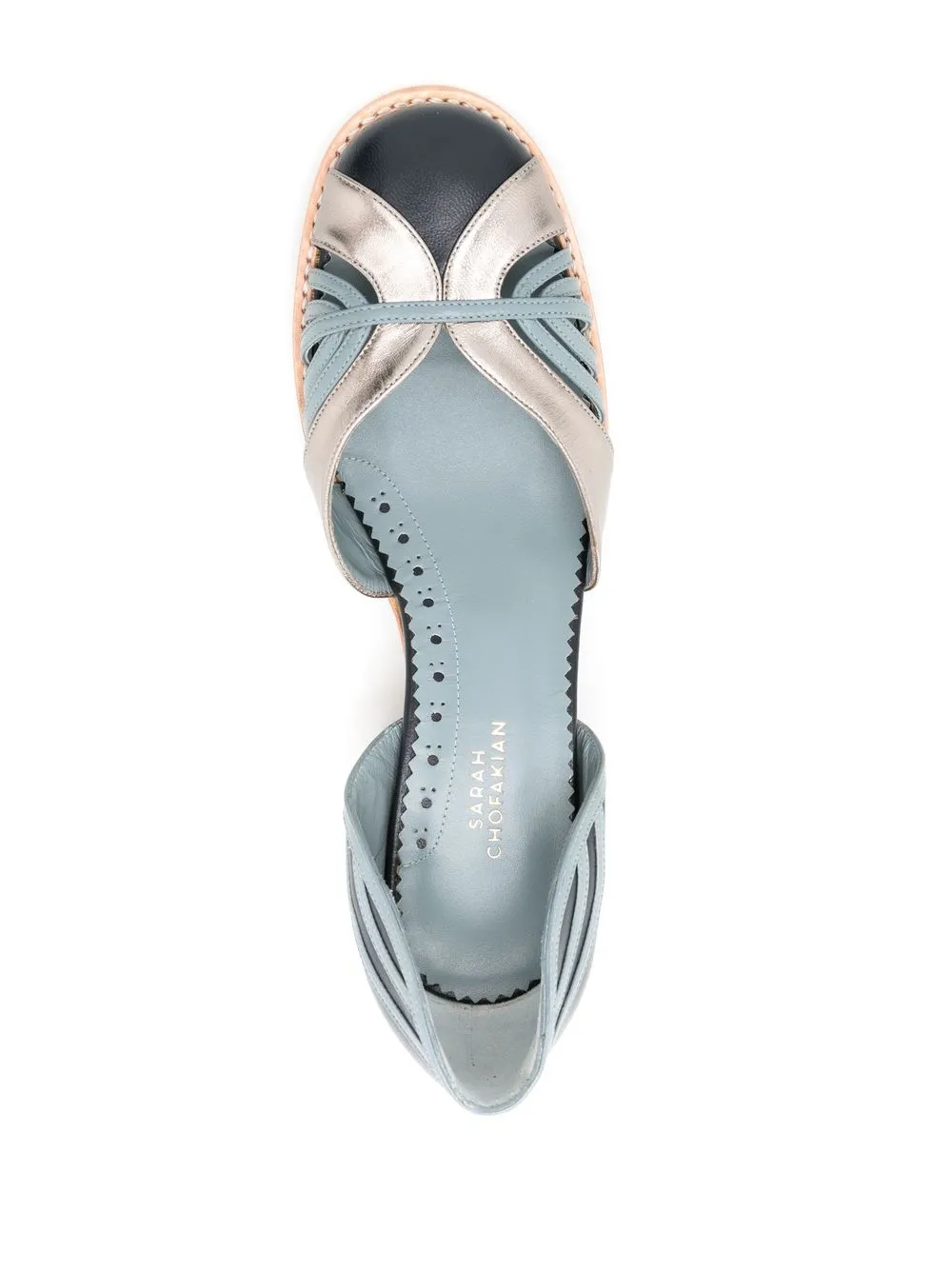 Sarah Chofakian Elaine 35mm colour-block pumps Blue