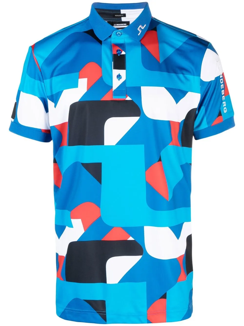 j.lindeberg golf tour tech print polo shirt