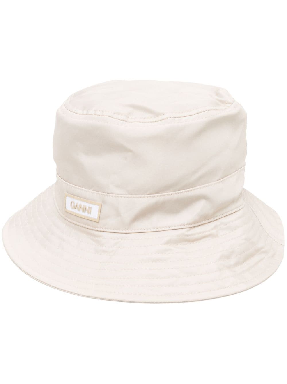 Ganni Logo-patch Bucket Hat In Neutrals