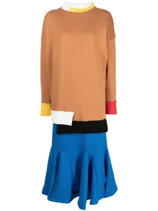 Enföld colour-block jersey-knit Dress | Brown