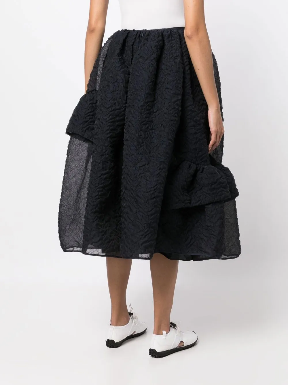 Cecilie Bahnsen Textured Tiered Midi Skirt In Blue