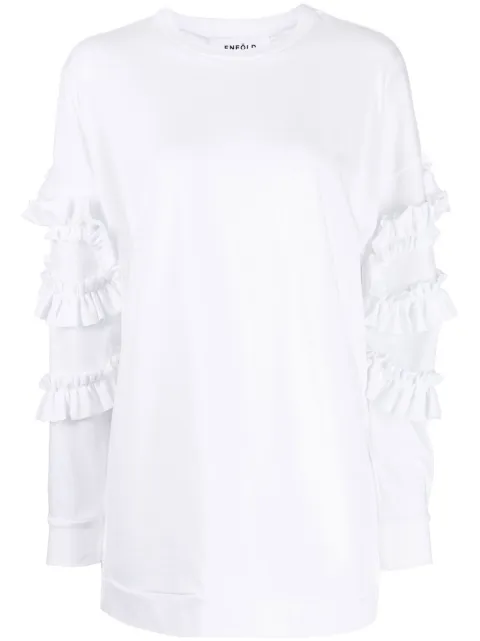 ruffled long-sleeve T-shirt