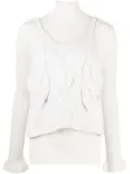 Enföld layered cable-knit top - White