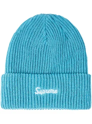 Supreme Big Logo Knitted Beanie | Blue | FARFETCH GE