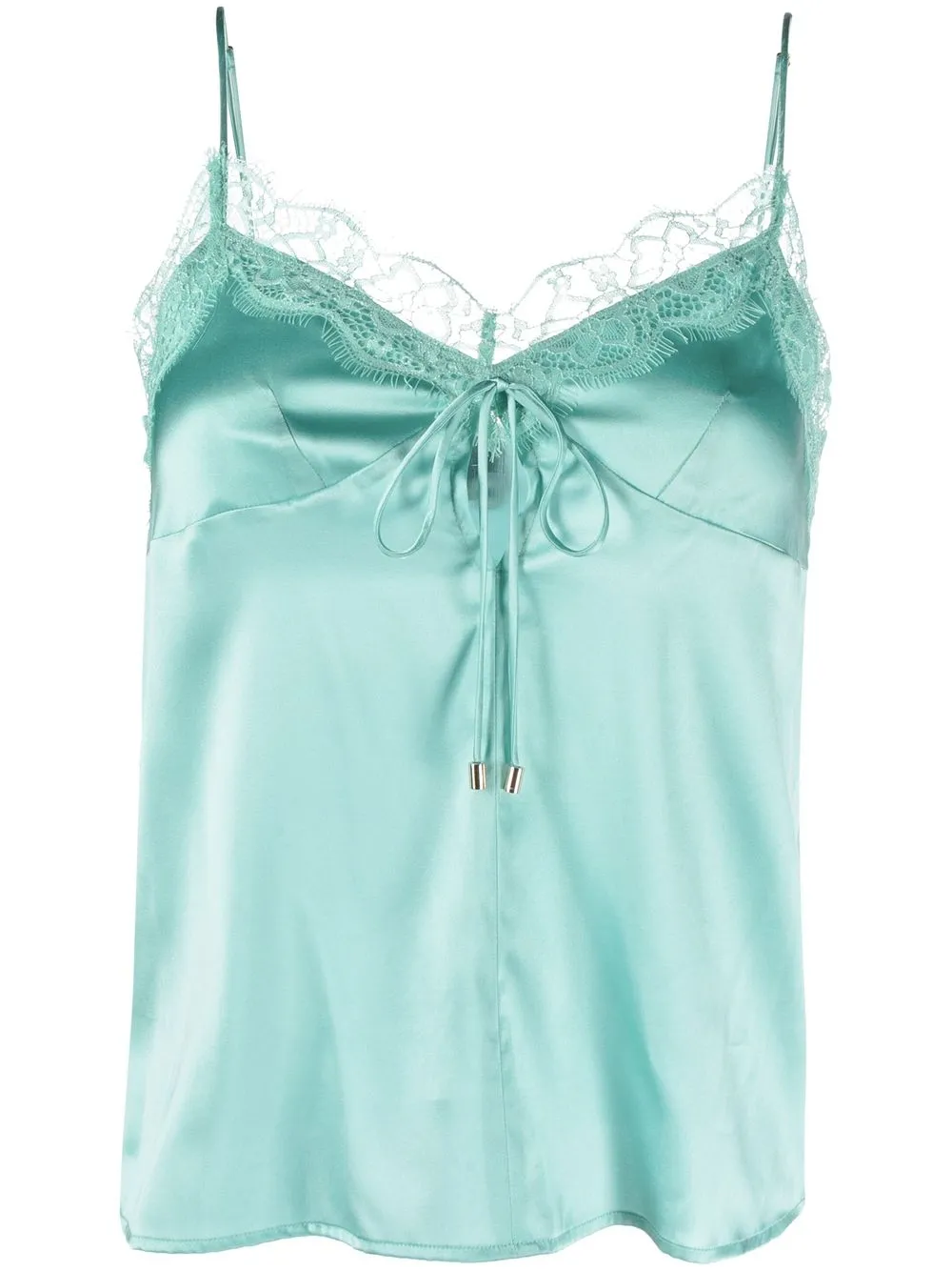 

PINKO lace-trim spaghetti-strap top - Green