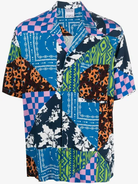 COUNTY OF MILAN mix print shirt